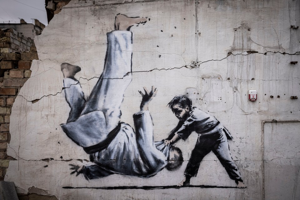 Banksy's new artwork emerged on a building outside Ukraine’s capital Kyiv – and was hailed as a symbol of the nation’s strength