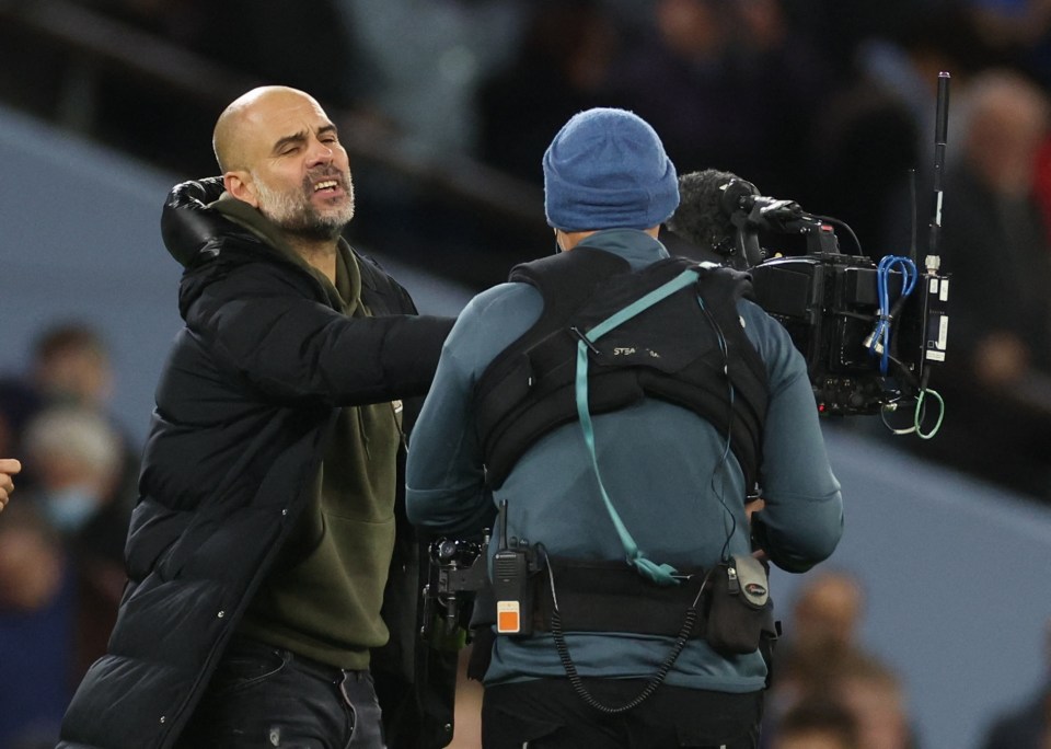 Guardiola pushed the camera away when the full-time whistle went