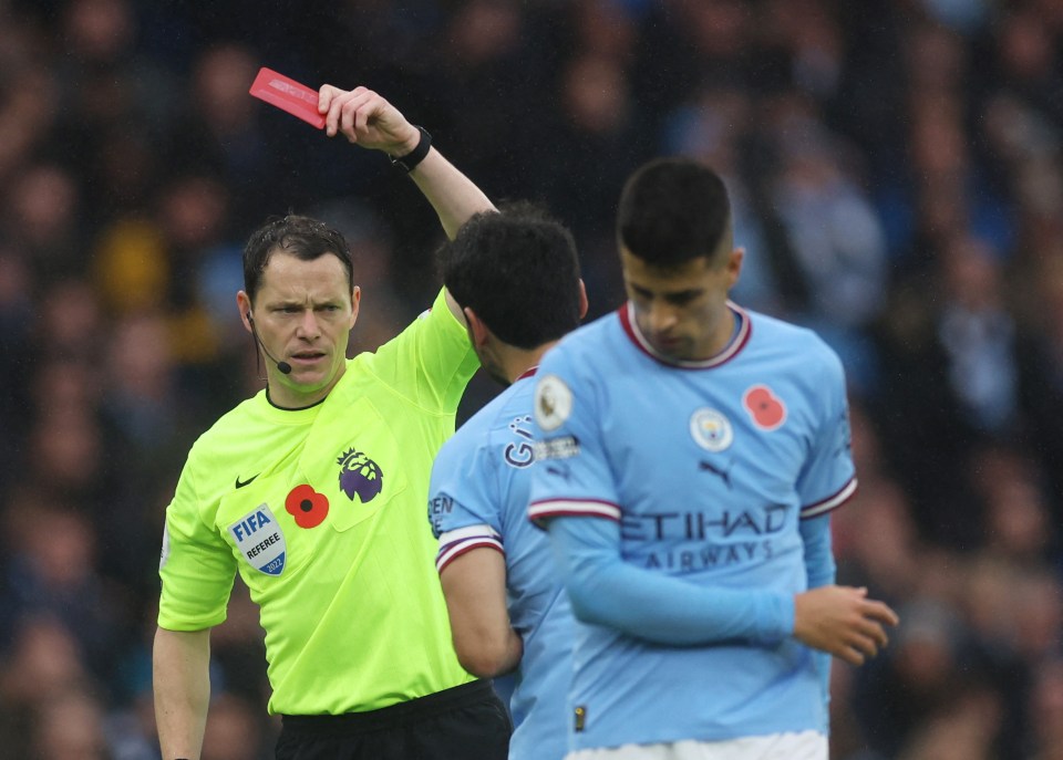 Cancelo was sent off for pushing over Wilson