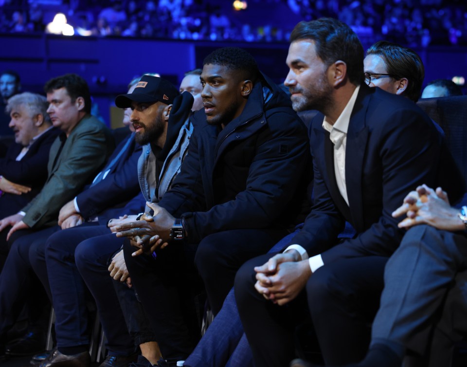 Anthony Joshua pictured with promoter Eddie Hearn