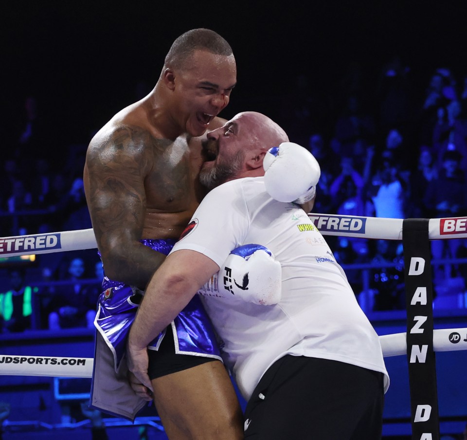 Fabio Wardley celebrates his stoppage win