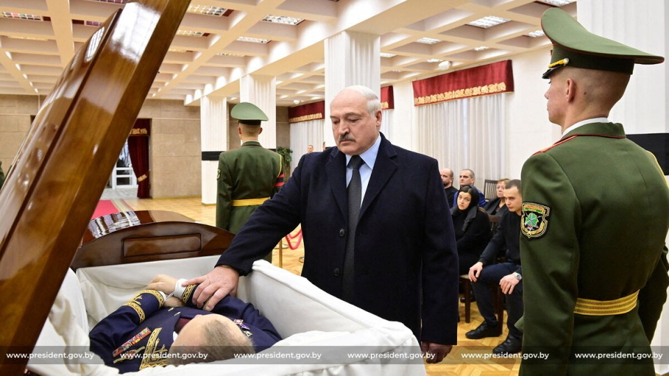 Belarusian President Alexander Lukashenko says his final goodbye to his colleague that died suddenly, earlier this week