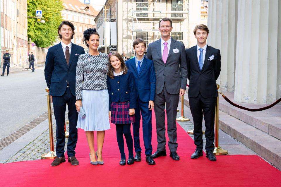 Prince Joachim and Princess Marie pictured with their children Prince Nikolai, Prince Felix, Prince Henrik and Princess Athena