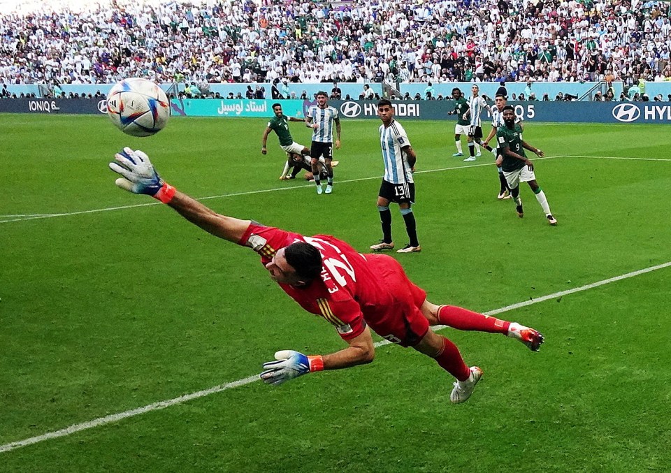 Argentina keeper Martinez is powerless to stop Salem Al Dawsari’s winning strike