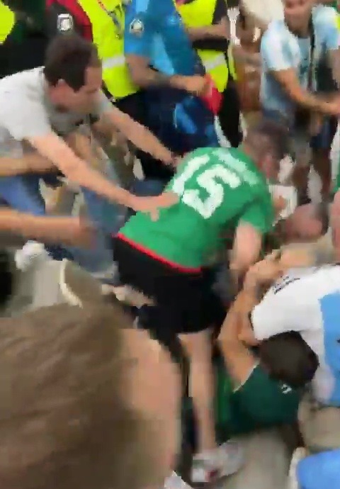 Argentina and Mexico fans threw punches in the stands in shocking scenes