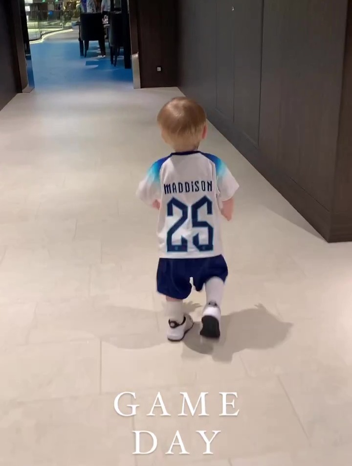 James Maddison’s son toddled around the cruise liner ahead of the game