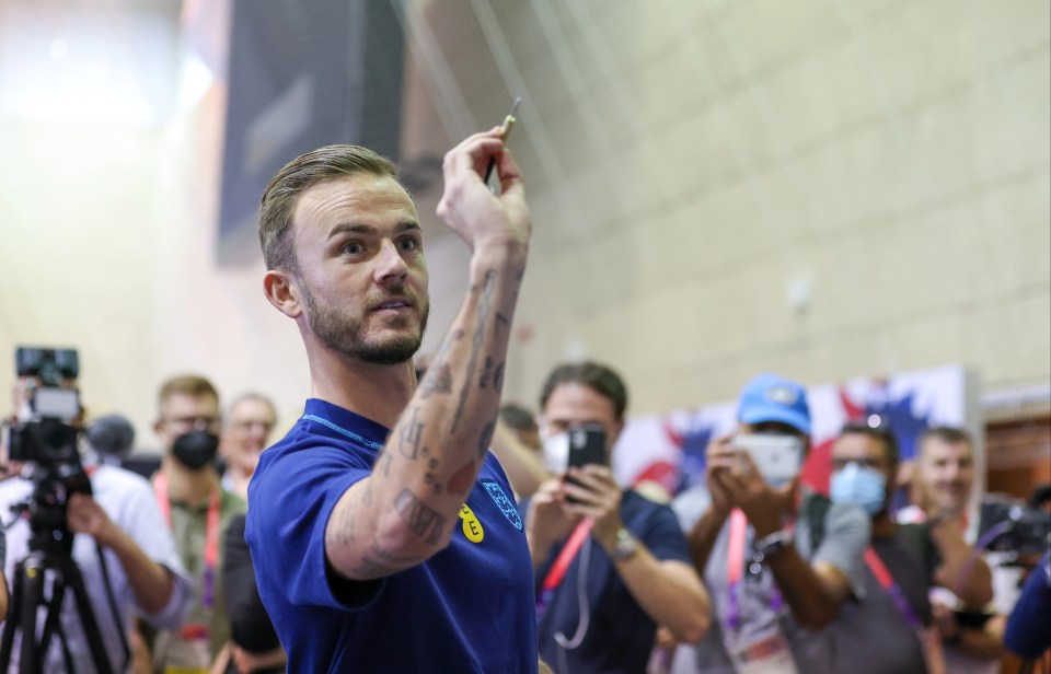 James Maddison was late for his first England press conference as he was playing darts