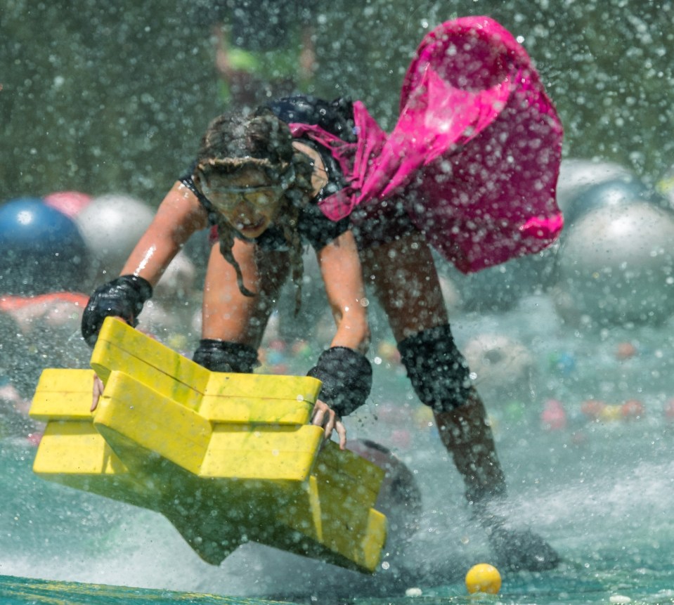 Georgia Toffolo taking on the Celebrity Cyclone in the 2017 series