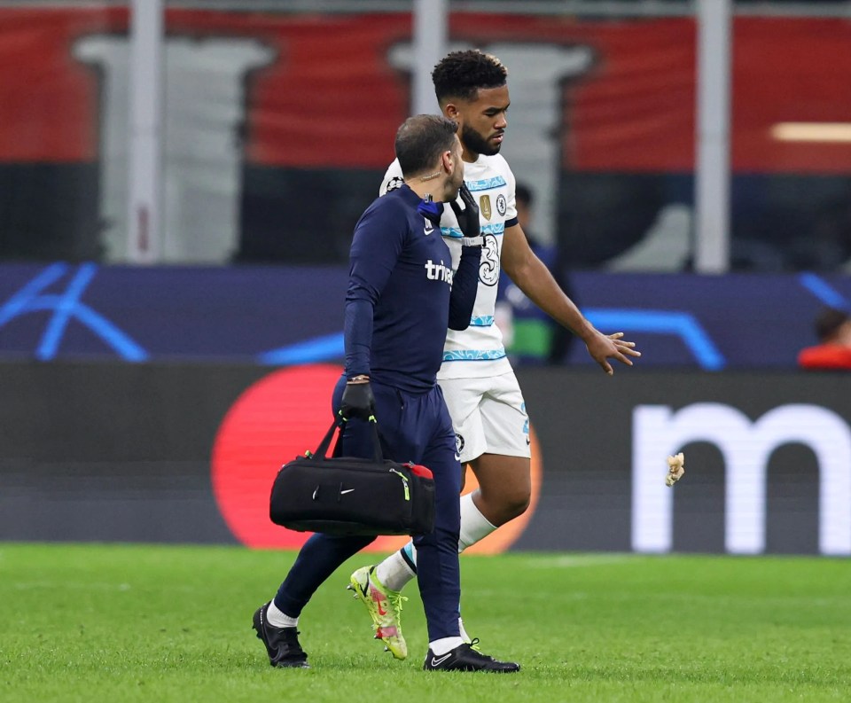 Reece James suffered a knee injury against AC Milan