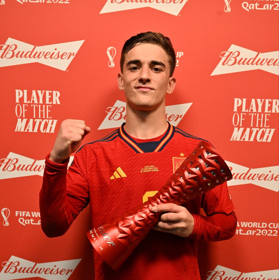 Man of the match Gavi became Spain's youngest-ever World Cup goalscorer