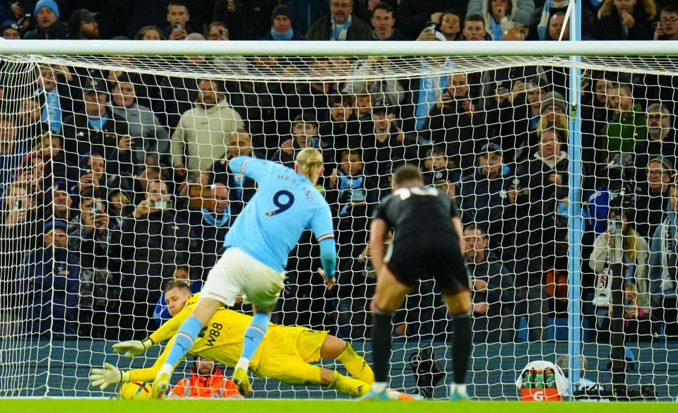 Haaland squeezed his penalty under Leno to win the game for Man City