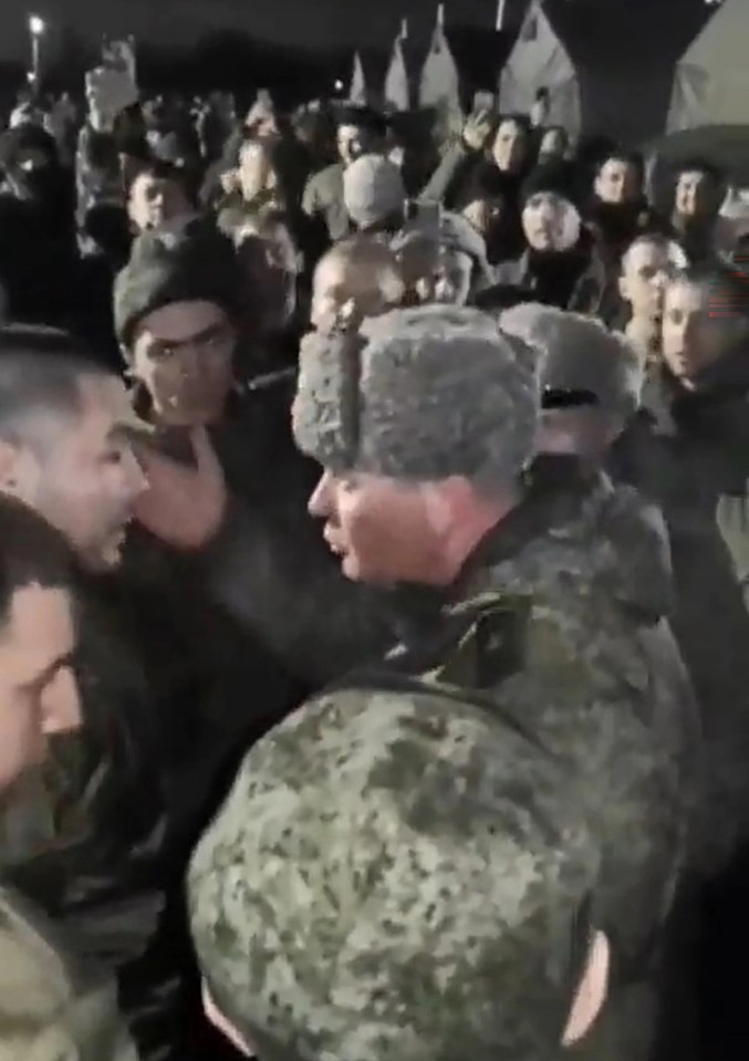 He was shouted down in an angry confrontation with 2,000 conscripts