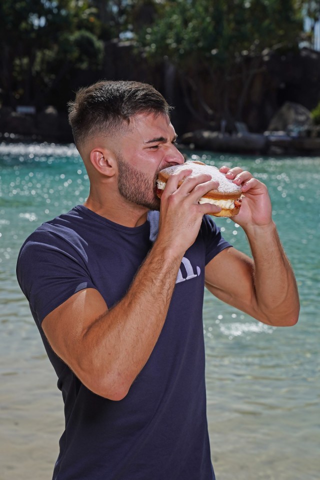 The actor was snapped tucking into a whole cake shortly after leaving the jungle