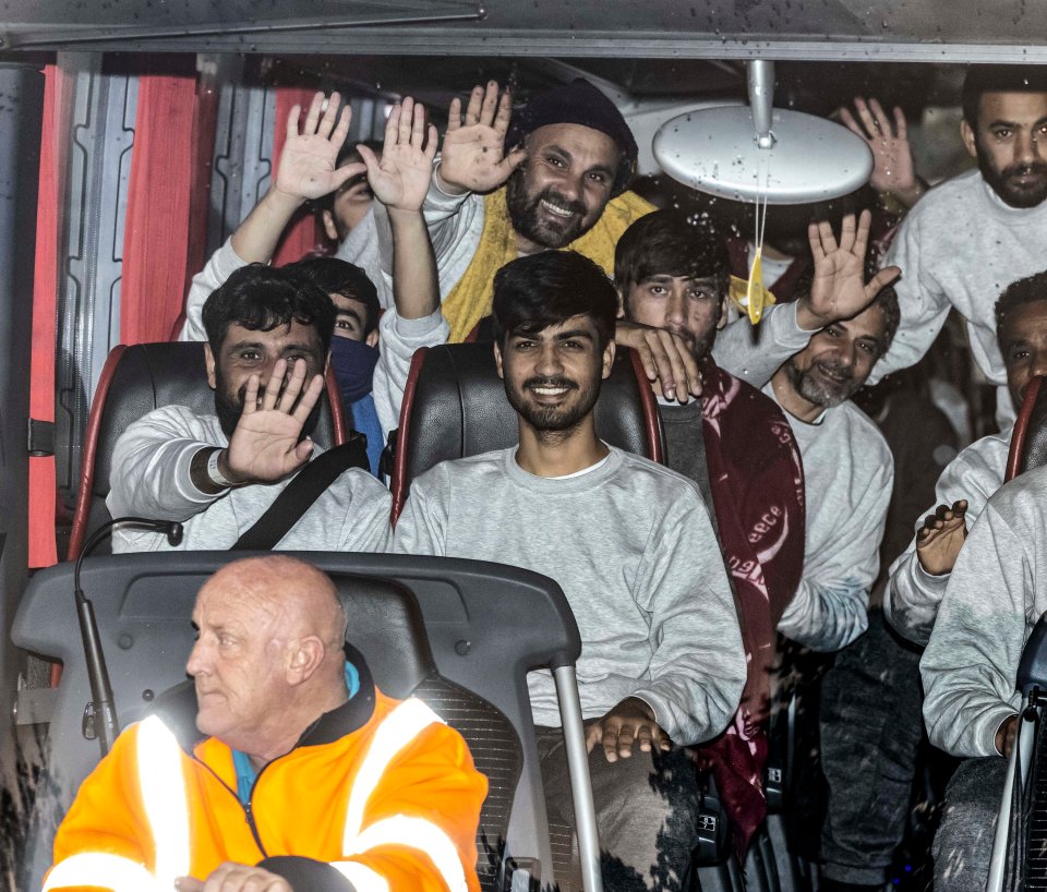 At least 400 migrants were expected to board coaches to leave the Manston centre