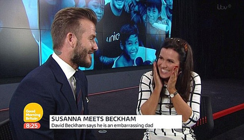 Susanna grinned during her flirty interview with David Beckham