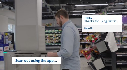 Shoppers at the GetGo stores simply use the Tesco app to do their shopping