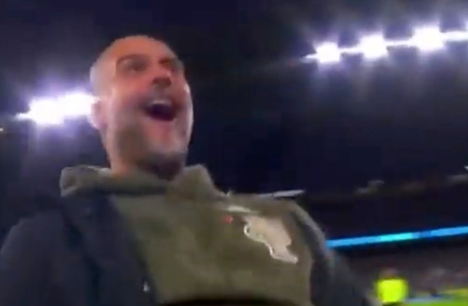 Guardiola celebrated in front of the Man City fans