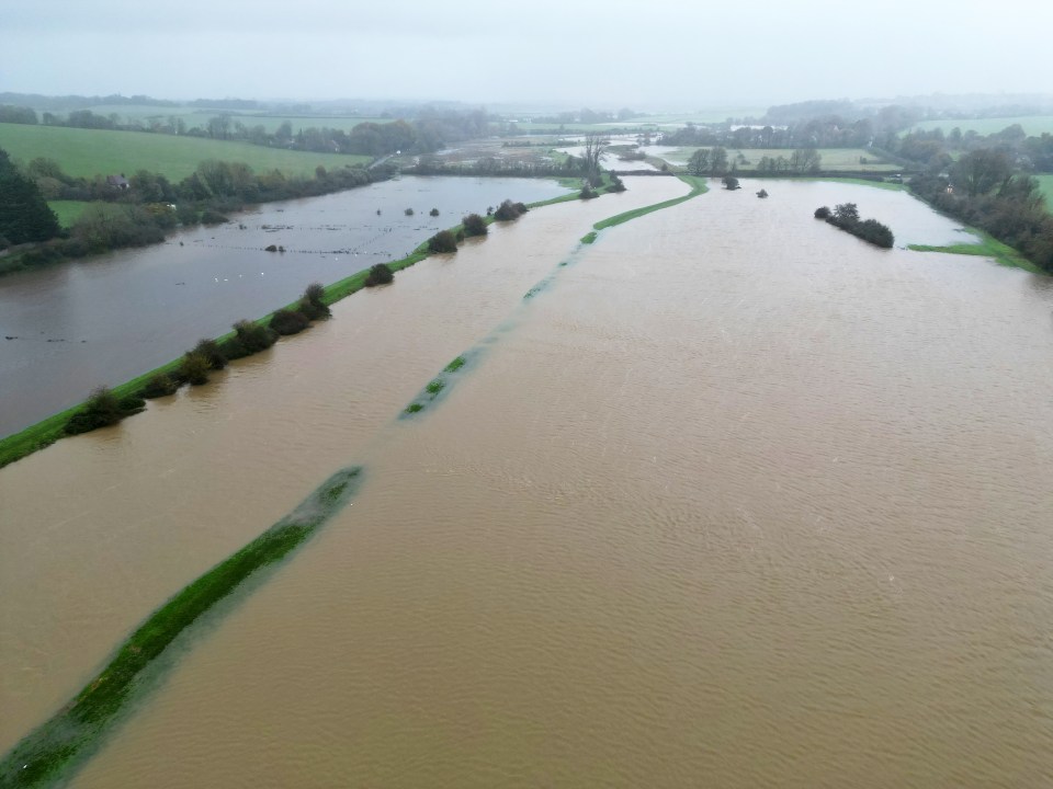 Fields around Alfriston have been flooded out due to the River Uck bursting its banks