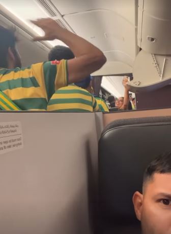 The ex-Argentina star posted a video to Instagram of the supporters chanting on the plane