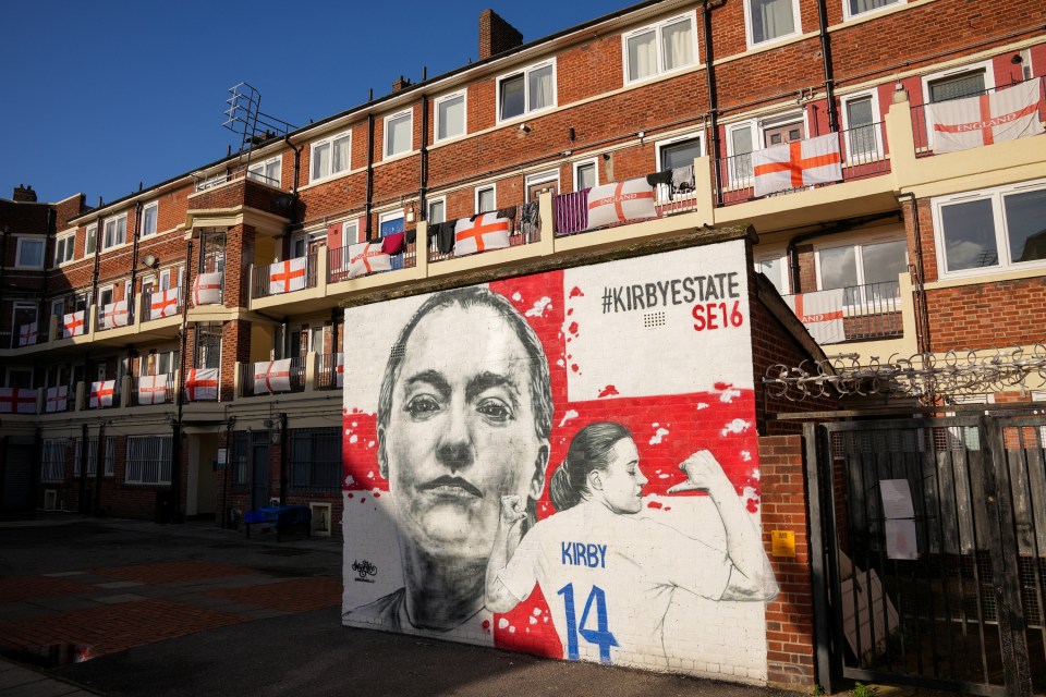 A mural on the estate to England's Fran Kirby