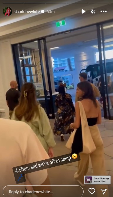 Charlene filmed the cast and their families heading to camp in the early hours