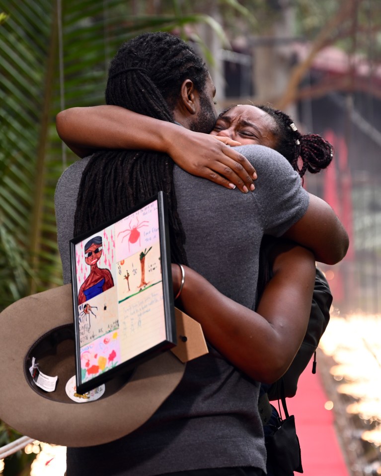 She cried as she was reunited with her brother Stuart