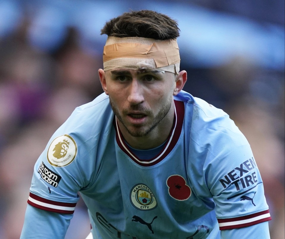 Laporte played on after being heavily bandaged up