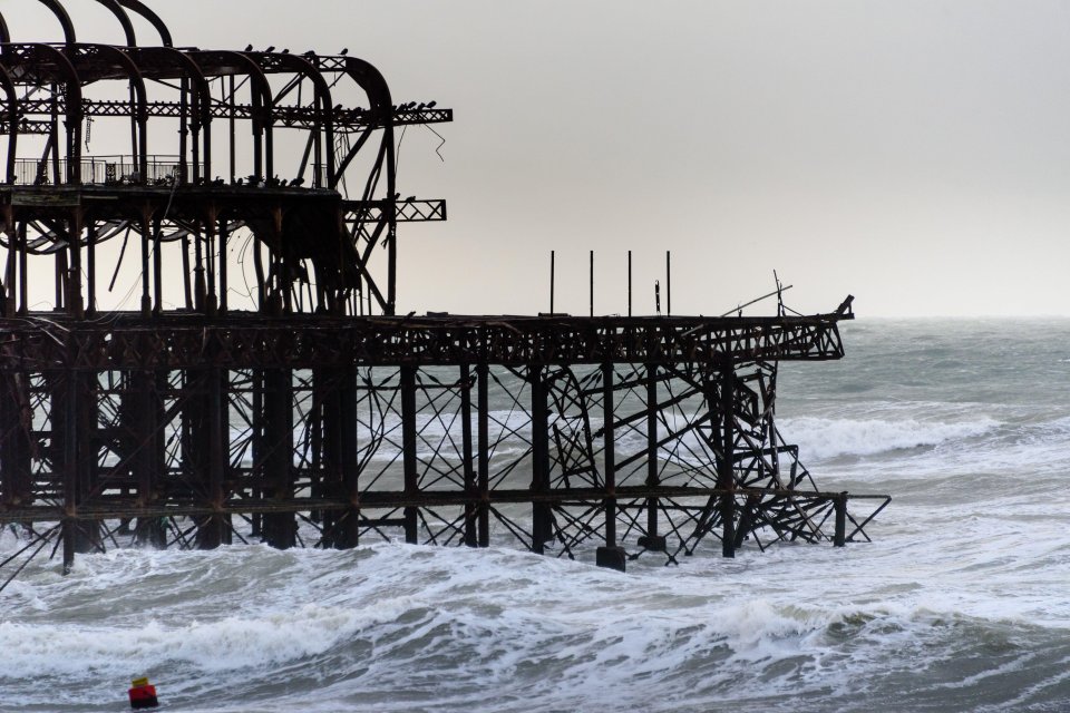 Part of Brighton Pier collapsed after being battered by the ferocious French storm