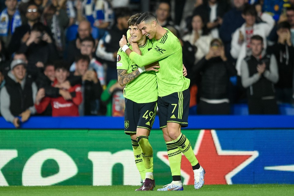 Ronaldo was more than happy to see Garnacho score