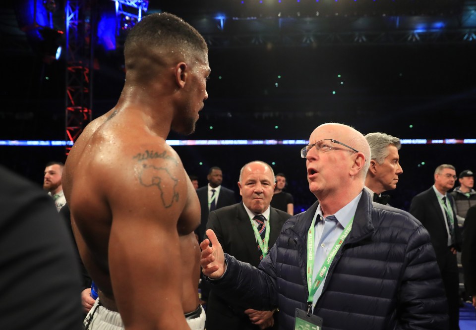 Anthony Joshua pictured with Shelly Finkel in 2017