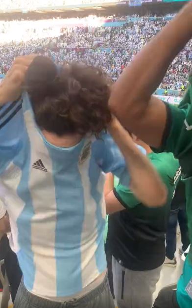 An Argentina and Saudi Arabia fan swapped shirts after the game