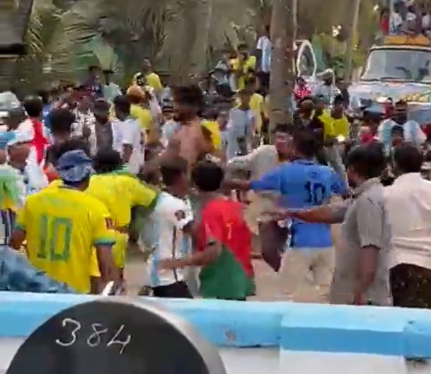 Argentina and Brazil fans in India were seen shockingly brawling