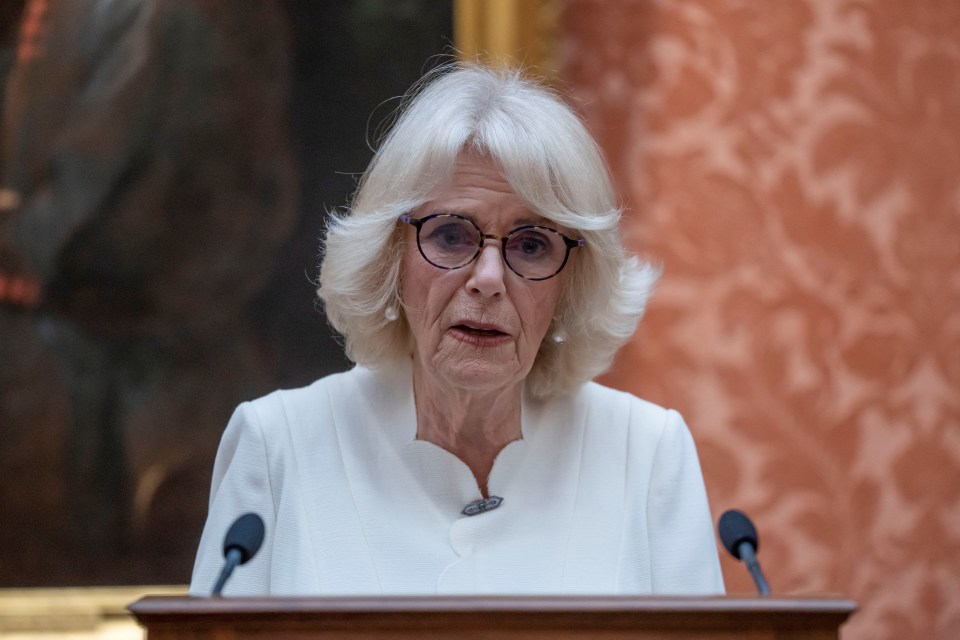 Queen Consort Camilla giving a powerful speech at Buckingham Palace