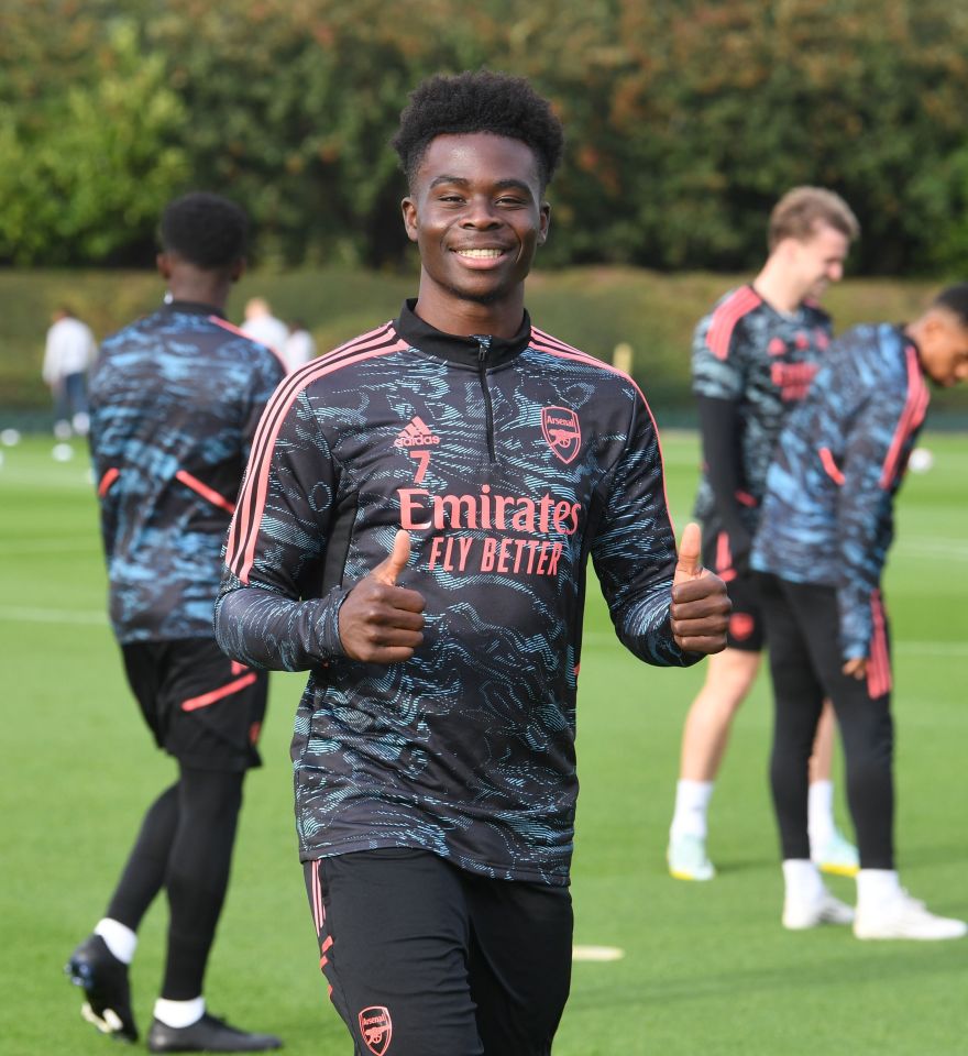 Saka is back in training after an injury scare against Nottingham Forest