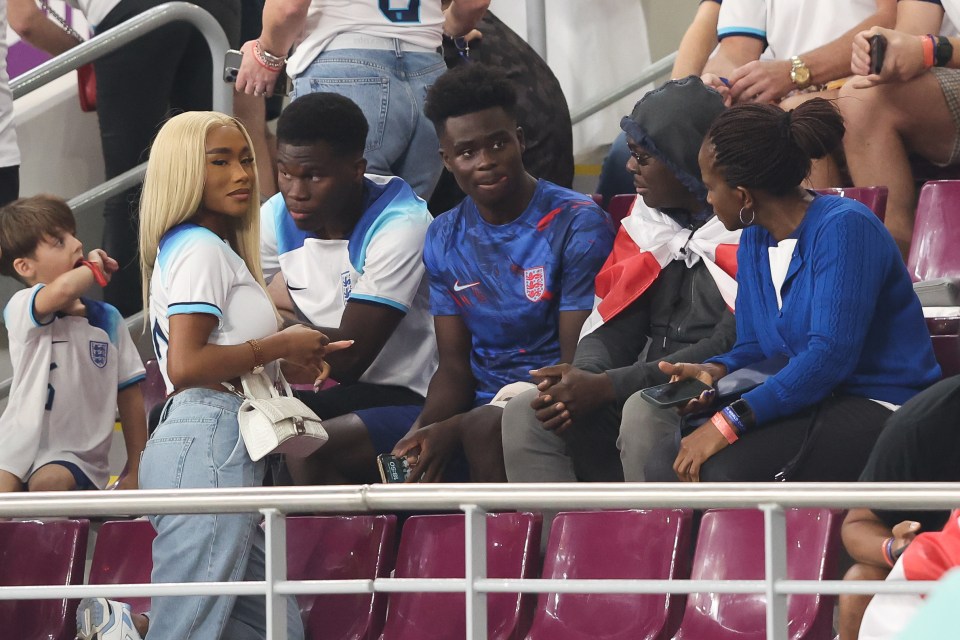 Bukayo Saka enjoys the aftermath of his two goals with his family