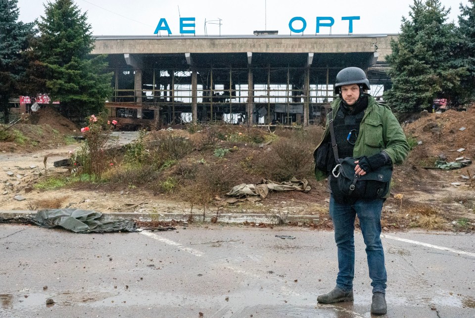 Bricks and mangled metal are scattered across the recaptured airport