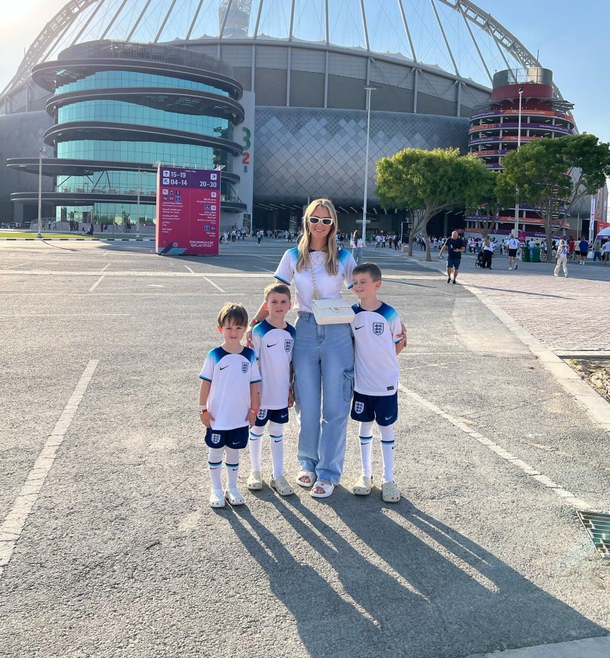 Conor Coady’s wife Amie and three sons all wore England kits for the big game