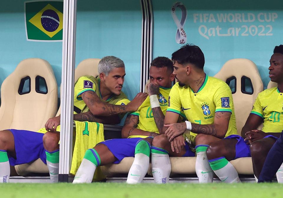 Neymar appeared upset when he came off and had to be consoled by his team-mates