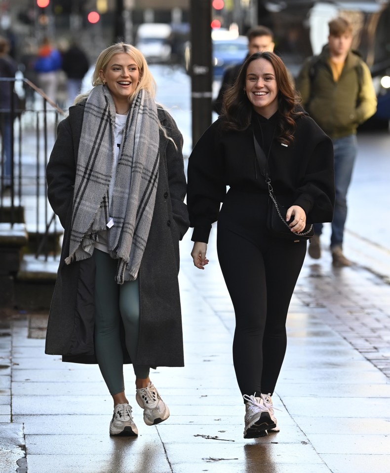 Lucy Fallon and Ellie Leech arrived together in leggings and trainers