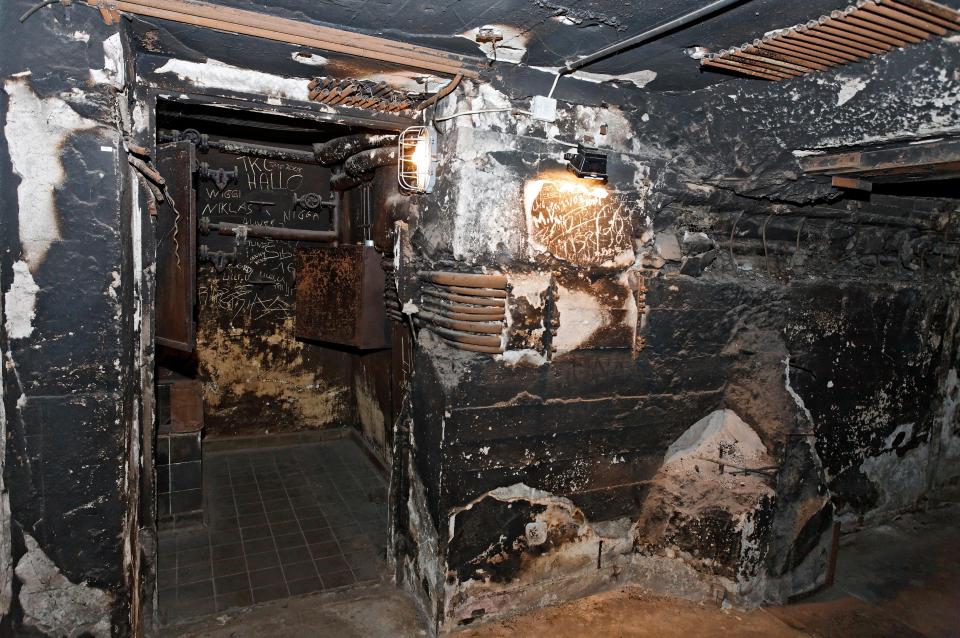 A burnt out Nazi bunker at the airport takes visitors back in time