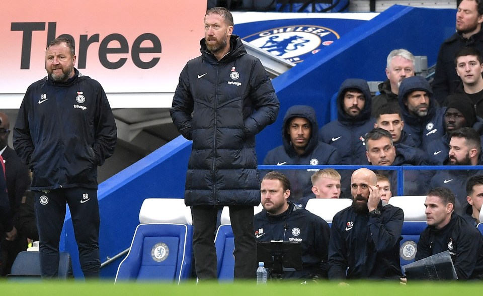 Graham Potter looks on as Chelsea suffer defeat to Arsenal