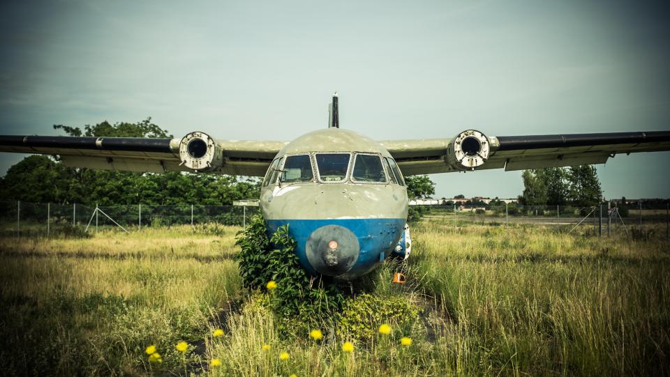 Decrepit jet planes still sit on the old runway