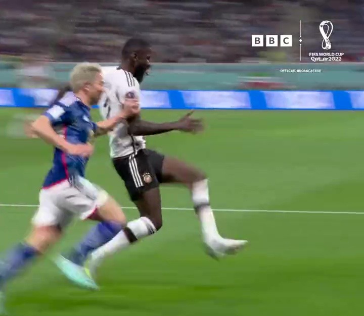 Antonio Rudiger produced a ridiculous run mocking Japan while Germany were ahead