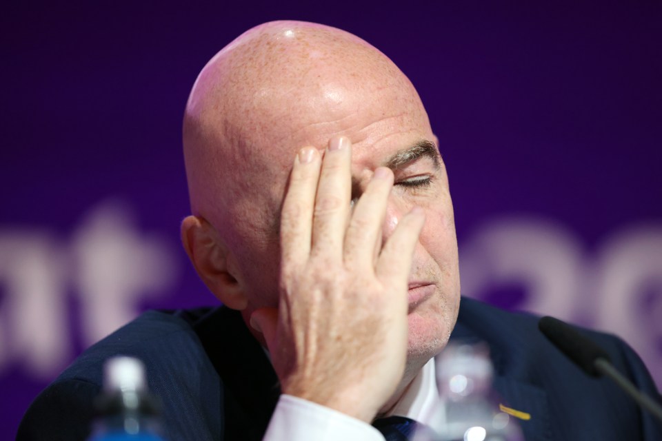 The booze ban in Qatar could cost Fifa, whose boss is Gianni Infantino, a huge £40m