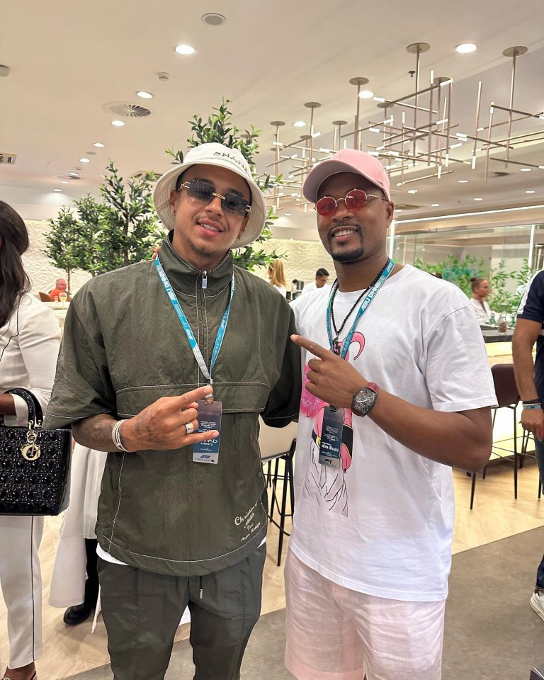 Jesse Lingard pictured alongside Patrice Evra in Abu Dhabi