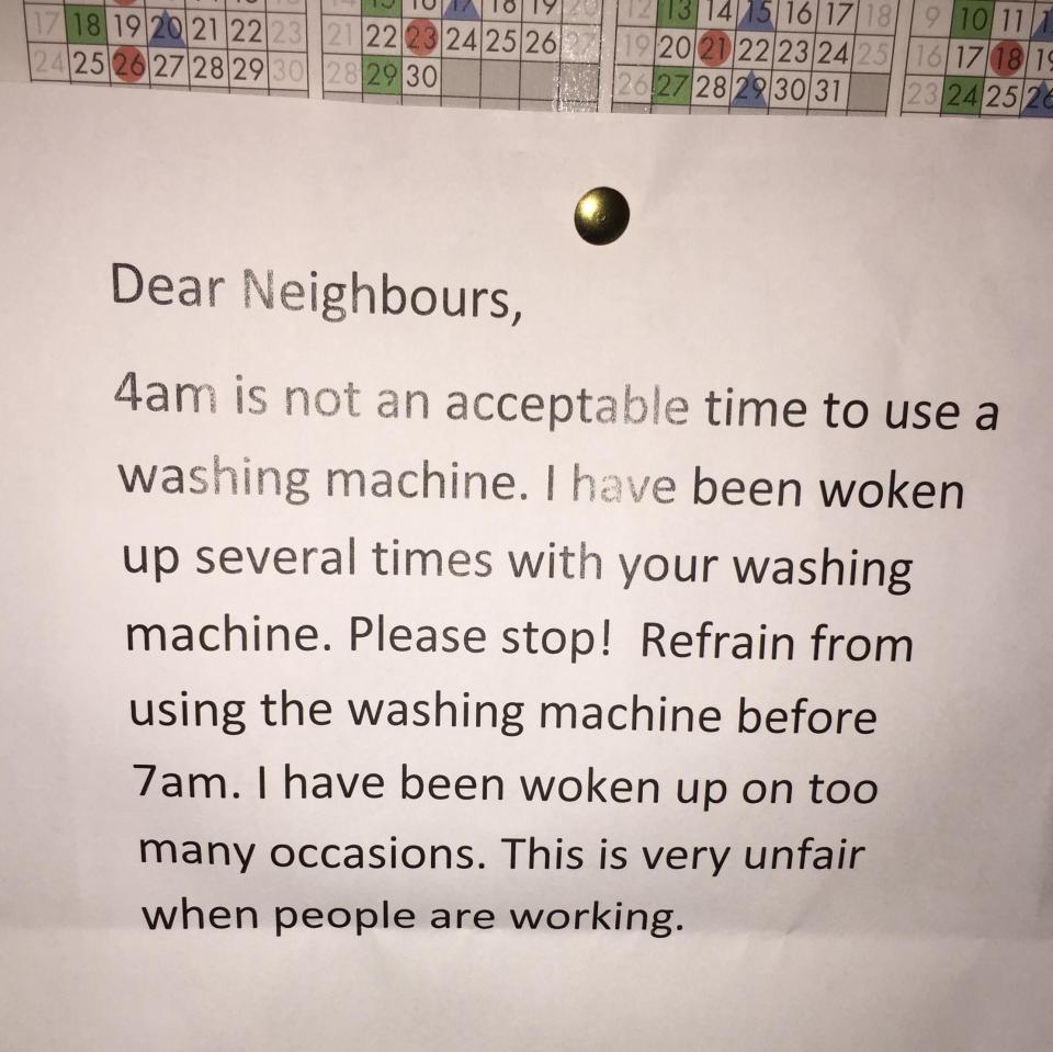 So they left a savage note telling their neighbours to stop