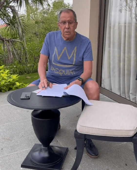 Russia's foreign ministry shared a video of Lavrov in his shorts after the hospital dash claim