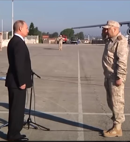 Surovikin and Putin in Syria, where he was a commander of Russian forces