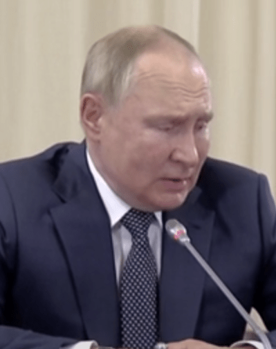 Putin appeared to gasp for breath as he spoke to the Russian mums