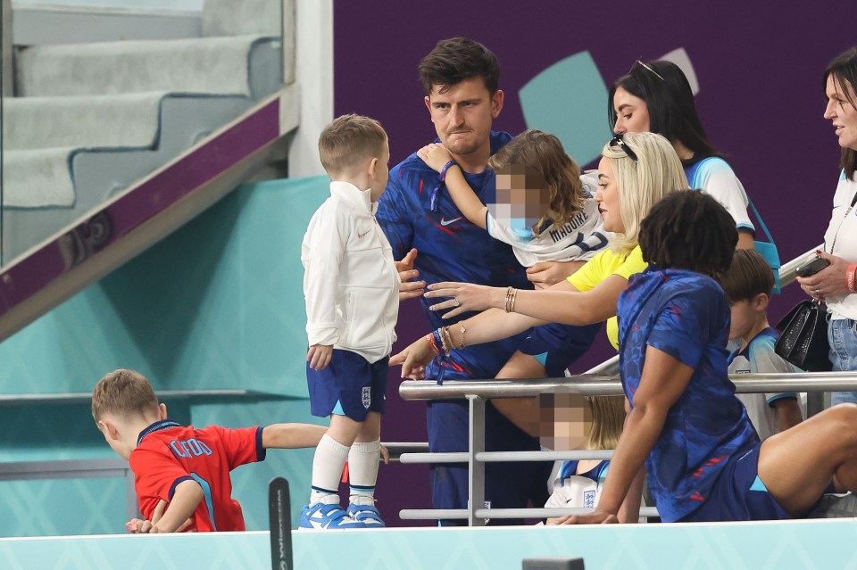 Maguire celebrated his brilliant performance with his family after the game